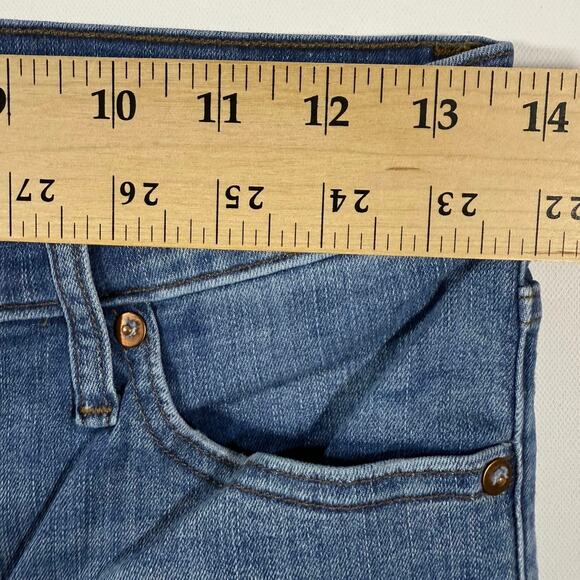 Madewell Mid Rise Skinny Jeans Women’s 27 Blue Distressed Raw Hem - Picture 8 of 9